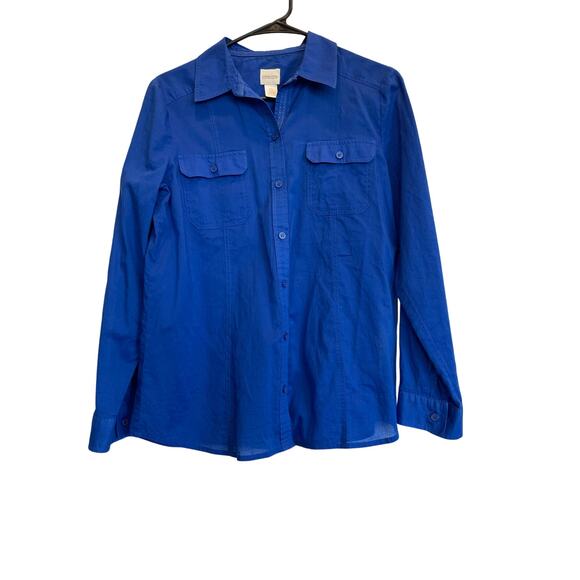 Chico's Blue long sleeve button up size 0 Small 100% Cotton - Picture 1 of 12
